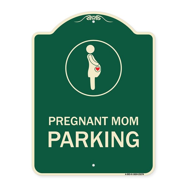 Pregnant Mom Parking With Graphic Heavy-Gauge Aluminum Architectural Sign, 24" x 18", G-1824-23274